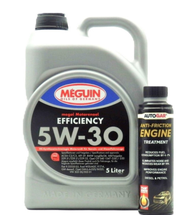 Масло MEGUIN EFFICIENCY 5W30 5L с добавка за масло AutoGar engine treatment