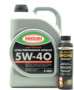 Масло MEGUIN ULTRA PERFORMANCE LONG LIFE 5W40 5L с добавка за масло AutoGar engine treatment