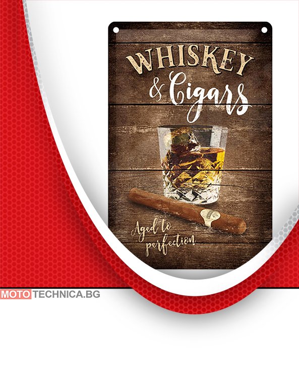 Ретро табела Whiskey & Cigars
